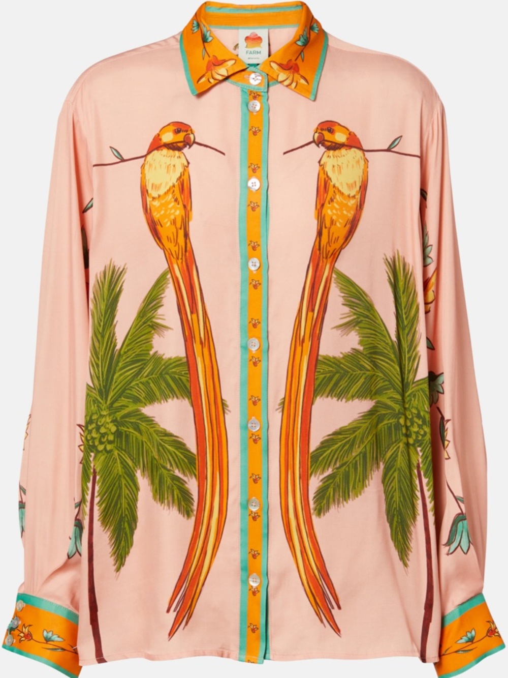 FARM Rio Birds Buttondown Shirt NEW Tropical Parrot-Print Shirt L
